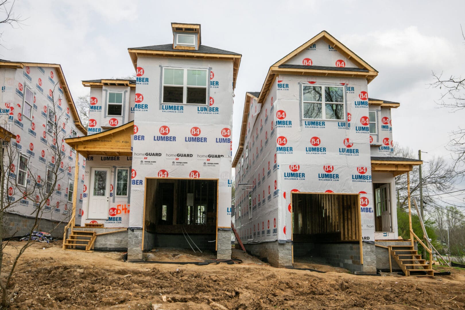 Two new homes under construction.